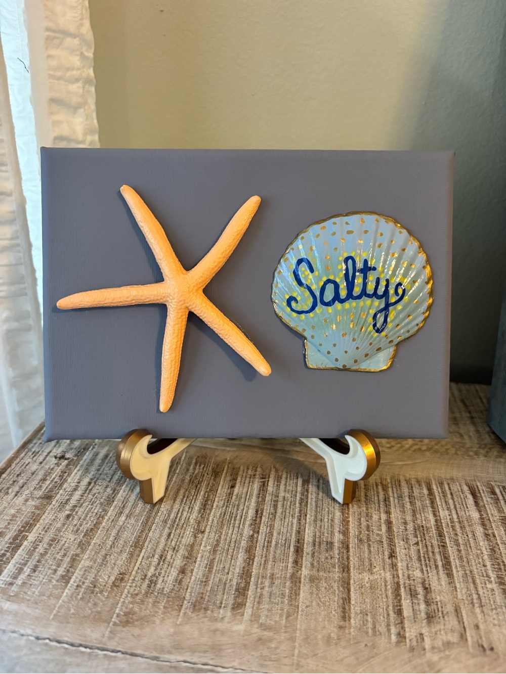 Coastal Starfish & Shell Wall Art - blue  & Peach